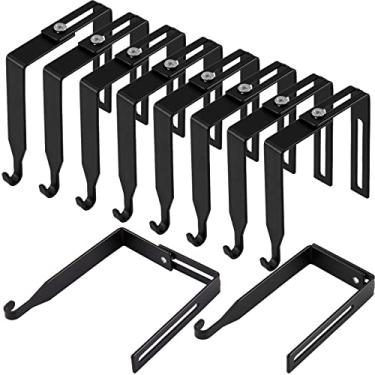 Imagem de Cabides de cubículo ajustáveis Conjunto de cabides de divisória universal ganchos de cubo de metal preto gancho de espelho de porta, ajustados para caber painéis com 3,5 cm a 8,5 cm de espessura para quadro branco de escritório (8)