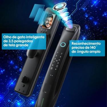 Imagem de Fechadura Eletrônica Digital Câmera Reconhecimento Facial Biométrica S