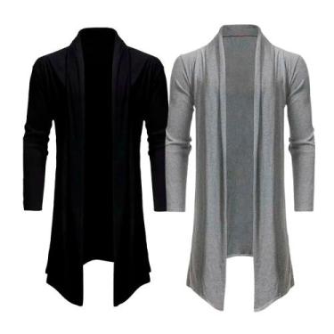 Imagem de Kit com 2 Cardigans Masculinos Assimétricos Alta Qualidade Slim Fitnes