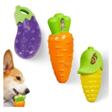 Imagem de Kit 3 Brinquedo Mordedor porta Petisco Cães cachorros com Apito Milho 