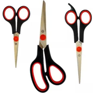 Imagem de Kit 3 Tesouras Afiadas Para Trabalho e Costura Profissional - ATENA