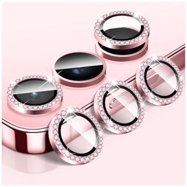 Imagem de LucBuy Protetor de lente de câmera Diamond para Samsung Galaxy A14/A24/A34/A54, protetor de tela traseira de vidro temperado brilhante, anéis de proteção de metal de alumínio individuais, adesivos de