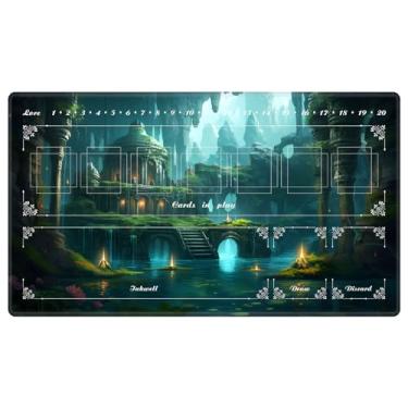 Imagem de EDGFRTOIO Playmat with Zones for Card Game Playing, Compatible with Lorcana TCG Cards Game Mats 24"x14" Commander Deck Gaming Duel Mat Card Gameplay Mats for Beginner, Fantasy Temple Underwater