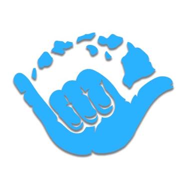 Imagem de Adesivo decalque de vinil KCD Shaka Havaí Ilhas | Carros Caminhões Vans Paredes Laptops Bojos | Azul claro | 5,5 polegadas | KCD1512LBL