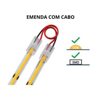 Imagem de Conector Emenda FIta LED 10mm Rabicho Duplo 12V 24V 110V 220V - LED Fo
