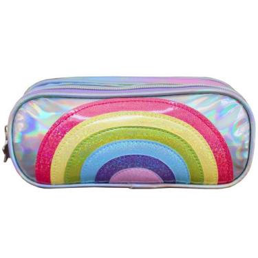 Imagem de Estojo Duplo Juvenil Arco-íris Holográfico Meninas Denlex, Duplo