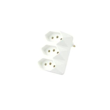 Imagem de Adaptador Multiplicador 2P+T - T de 1 Para 3 Tomadas - Dans, Branco