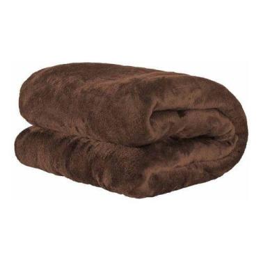 Imagem de Manta Microfibra Lisa Casal Cobertor Soft Macia 2,00m x 1,80m Marrom -
