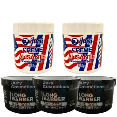 Imagem de Kit 2 Alisante Americano 500g Juca + 3 Gel Long Barber 300g - Juca Men