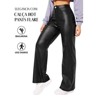 Imagem de Calça Hot Pants Flare Em Cirré Com Bolsos E Zíper Cintura Alta Confort