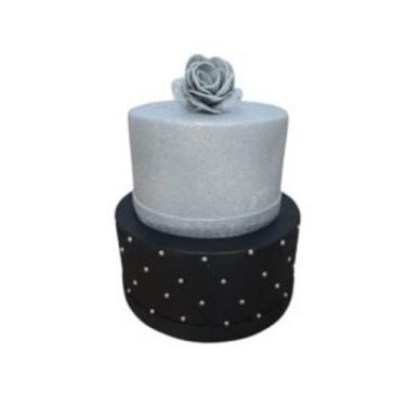 Imagem de Bolo Fake Prata Com Preto - Catavento Festa dos Sonhos