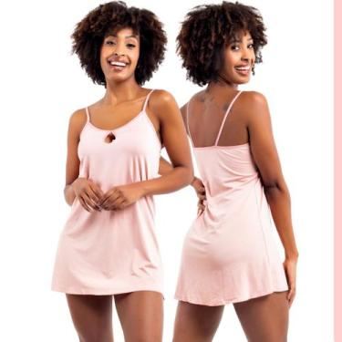 Imagem de Camisola Curta de Dormir Pijama Feminino sem Bojo Viére, GG, Rosa