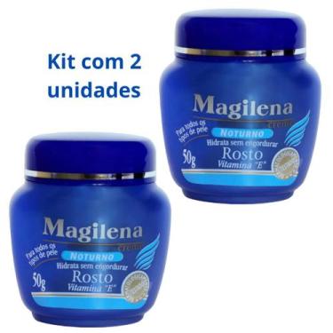 Imagem de Creme Hidratante Facial Noturno C/ Vitamina E 50g Kit 2 Unid - Magilen