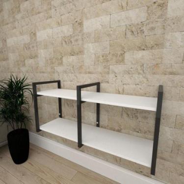 Imagem de Aparador industrial aço cor preto prateleiras 30cm cor branca modelo i