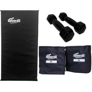 Imagem de kit halteres peso 1 kg par caneleiras de peso 2 kg peso academia e col