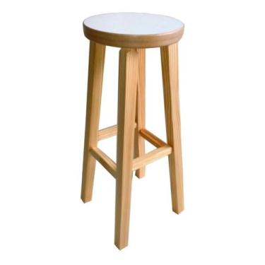 Imagem de Banqueta Alta  Hardman Madeira Natural  Assento Redondo Tampo MDF Bran