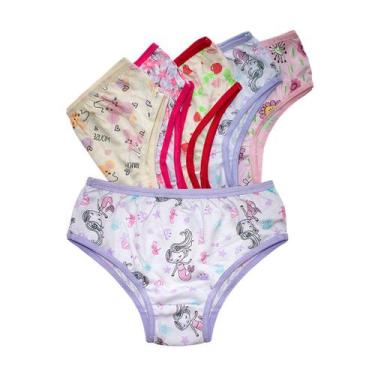 Imagem de Kit 10 Calcinhas Infantil Juvenil Criança Estampada Poliéster Básico -