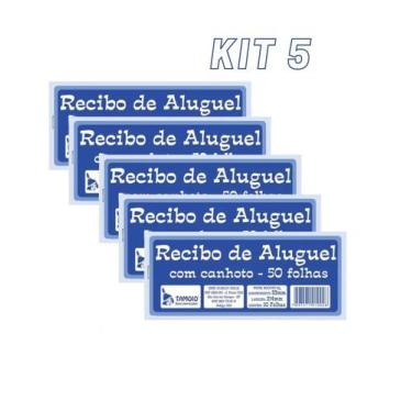 Imagem de Kit 5 Blocos Recibo De Aluguel Com Canhoto Tamoio 50 Folhas