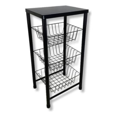 Imagem de Cesto organizador fruteira 3 andares - duralínea, Preto