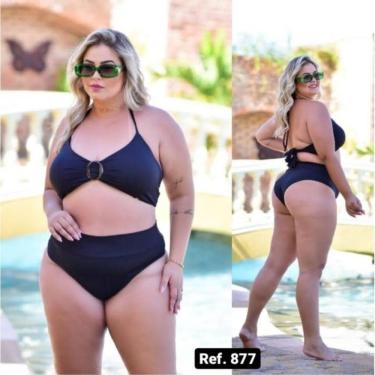 Imagem de Biquini Plus size com bojo e calcinha cintura alta