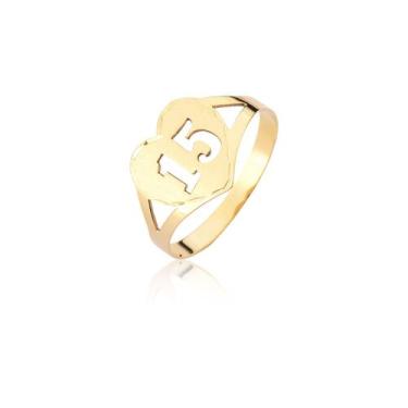Imagem de Anel DEBUTANTE 15 ANOS CORAÇÃO ouro puro AMARELO 10k GM207 - MAEHLER J