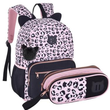 Imagem de Kit Mochila de Costas c/ Estojo Rosa Oncinha Uatt Clio