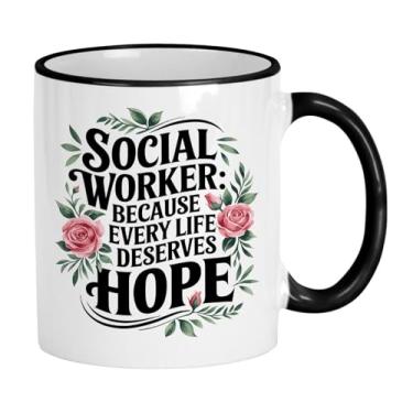 Imagem de Casitika Presentes de assistente social para mulheres. Caneca de decoração de escritório de assistente social de 325 ml. Copo para semana de apreciação, aniversários de colegas de trabalho ou