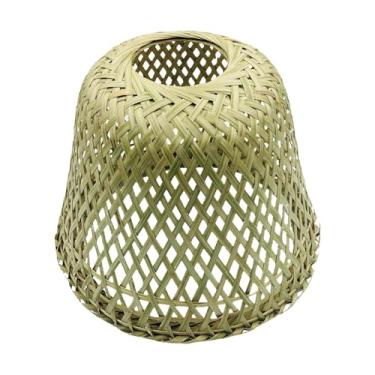Imagem de Bothyi Abajur de Bambu Luminária Suspensa para Sala de Jantar, Capa de Luz de Bambu, Redondo, Rústico, Montagem no Teto, Marrom Claro, Verde Claro