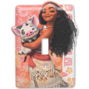 Imagem de Disney Princess Moana Placa de interruptor de luz de metal – Placa de interruptor Moana decoração para quarto infantil ou sala de jogos