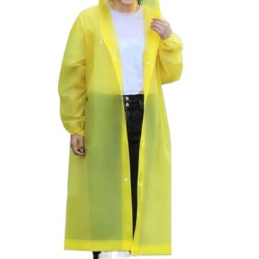 Imagem de Capa de Chuva Grossa Reutilizável Grande e Comprida Adulto Não Rasga Guarda Chuva Corta Vento(Amarelo)