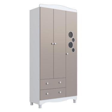 Imagem de Guarda Roupa Infantil 3 Portas 2 Gavetas Linha Encanto 90cm Branco/Cinnamon - Completa Móveis