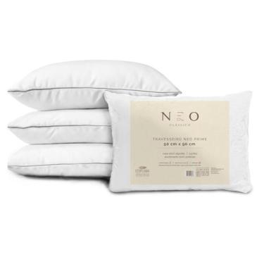 Imagem de Kit 2 Travesseiro Neo Prime Ecopluma 233 Fios 50x90cm  Branco - Camesa
