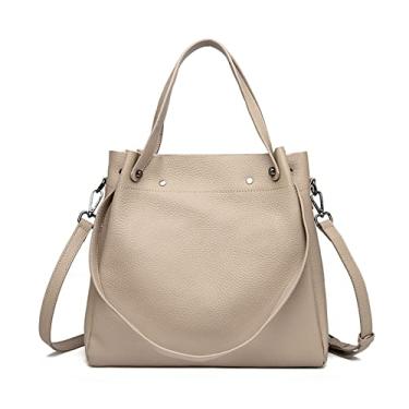 Imagem de Bolsas carteiro de ombro de couro para mulheres Bolsas femininas de couro de grande capacidade Bolsa transversal feminina macia(G)