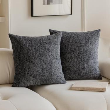 Imagem de Colormz Conjunto de 2 capas de almofada coloridas cinza carvão fofas texturizadas, fronhas aconchegantes com detalhes boho para sofá-cama e sala de estar - 40,6 cm x 40,6 cm