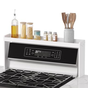 Imagem de SpaceAid Prateleira de bambu para temperos sobre o fogão, organizador de cozinha de 80 cm, prateleira superior de temperos, armazenamento de bancada de 29,5 cm de altura, prateleira de organização