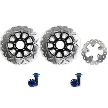 Imagem de Discos de freio dianteiros e traseiros flutuantes com parafusos de montagem para Suzuki RF600R 1993-1997, GSX600F GSX750F Katana 600 750 1998-2003, SV650 SV650S 1999-2002, peças de reposição de
