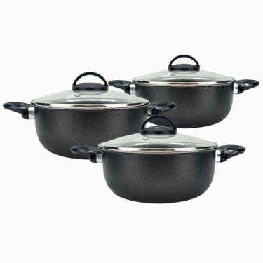 Imagem de Jogo De Panelas 3 Pecas 24/22/20 Com Tampa De Vidro Teflon - multi alu
