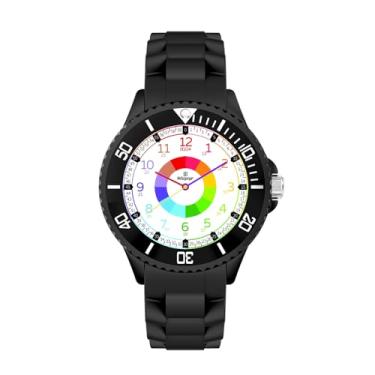 Imagem de Relógio infantil, relógio de pulso infantil, relógio Time Learning, primeiro relógio de pulso infantil, relógios analógicos com bisel giratório, fácil de aprender a ler o tempo com pulseira macia