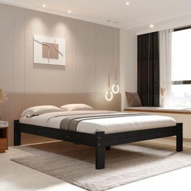 Imagem de Cama Turca Queen De Madeira Maciça Reforçada Cor Preto - Nemargi