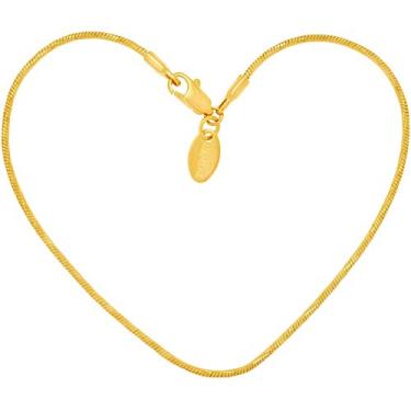Imagem de Tornozeleira de corrente de cobra de 1,5 mm para mulheres e meninas banhada a ouro 24 k de substituição gratuita vitalícia Dourado