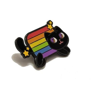 Imagem de Nyan Cat Pride Esmalte Pin The Meme Kitty in Rainbow Trans Pansexual Bissexual Lésbica Assexual Não binário Aromântico Orgulho Bandeira Cores lgbtq+, Medium, Zinco, Sem Pedra Preciosa
