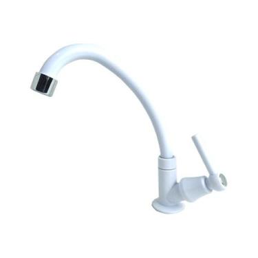 Imagem de Torneira Cozinha Bica Móvel Abs Bancada 1167 C-66 1/4 de Volta Branca 