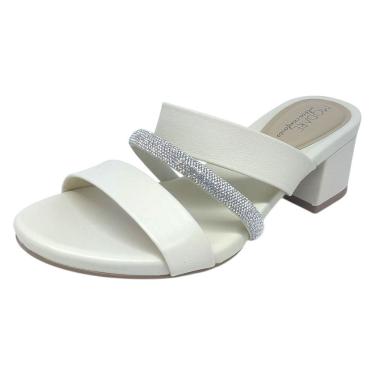 Imagem de Tamanco Feminino Salto Bloco Médio Conforto Strass Modare