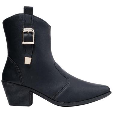 Imagem de Bota Texana Feminina CountryFivela Bico Fino com Cano Baixo Elegante C