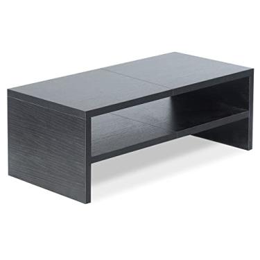 Imagem de TEAMIX Suporte para monitor de computador com 2 camadas, 50 cm x 24 cm de largura, suporte para impressora de mesa preto para escritório e casa (camada dupla)