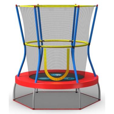 Imagem de Mini trampolim Skywalker Trampolines com rede de compartimento, Vermelho, 48 - inch