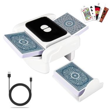 Imagem de Baralhador automático de cartões, máquina de embaralhar elétrica para 1-2 baralhos, embaralhador de cartas recarregável, modo automático e manual, baixo ruído, máquina de embaralhar portátil para