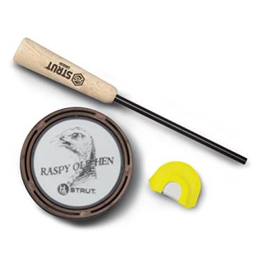 Imagem de Hunter's Specialties Inc. Panela de vidro Raspy Old Hen com kit combo de chamada de diafragma flexível premium, Multi (HS-STR-07011)