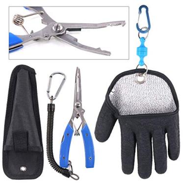 Imagem de Conjunto de engrenagens de pesca Swpeet, luva profissional de pesca com ganchos magnéticos para pesca e alicate de pesca com alicates de anéis divididos, removedor de ganchos, cordão de bainha – G