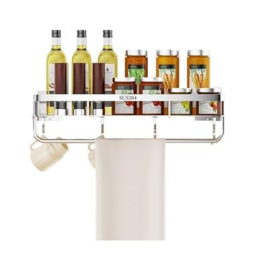 Imagem de Suporte para Chuveiro Suporte de chuveiro com barra de toalha, organizador de chuveiro removível de aço inoxidável, prateleiras de chuveiro sem perfuração para banheiro, cozinha Toalheiro(20cm)